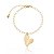 Pulseira Elo Losango Pingente Coração Desenhado Folheado a Ouro 18K - Imagem 1