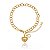 Pulseira Elo Oval Pingente Coração Abaulado E Zircônia Folheado a Ouro 18K - Imagem 1