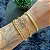 Pulseira Elo Oval Pingente Coração Abaulado E Zircônia Folheado a Ouro 18K - Imagem 2