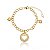 Pulseira Elo Oval Pingente Mandala Coração Vazado E Coração Abaulado Folheado a Ouro 18K - Imagem 1
