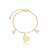 Pulseira Elo Oval Pingentes Corações Lisos Folheado a Ouro 18K - Imagem 1