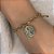 Pulseira Elo Pingentes Gratidao Cruz E Nossa Senhora Aparecida Azul Folheado a Ouro 18K - Imagem 1
