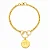 Pulseira Elo Português Pingente Fe Folheado a Ouro 18K - Imagem 1