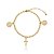 Pulseira Elo Português Pingentes São Bento E Cruz Folheado a Ouro 18K - Imagem 1