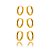 Trio Argola Lisa Fina Folheado a Ouro 18K - Imagem 1