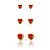 Trio Coração Vermelho Borda Folheado a Ouro 18K - Imagem 2