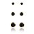Trio Ponto Luz Preto Folheado a Ouro 18K - Imagem 1