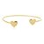 Bracelete Aberto Dois Corações Lisos Folheado a Ouro 18k - Imagem 1