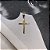 Pingente Cruz Retangular com Detalhe Granitado no Centro Folheado a Ouro 18k - Imagem 1