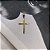 Pingente Cruz Retangular com Detalhe Granitado no Centro Folheado a Ouro 18k - Imagem 1
