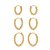 Trio de Argolas Aro Esferas Folheado a Ouro 18k - Imagem 2
