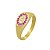 Anel ABC Oval Zircônia Rosa Folheado a Ouro 18k - Imagem 2