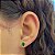 Brinco Oval Verde com Borda Cravejada Folheado a Ouro 18K - Imagem 1