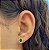 Brinco Oval Verde com Borda Cravejada Folheado a Ouro 18K - Imagem 1