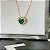 Colar Coração Verde com Borda Cravejada Folheado a Ouro 18k - Imagem 1