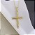 Colar Cruz Cravejada Meio Liso Folheado a Ouro 18K - Imagem 1