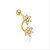 Piercing Cluster Duas Flores Cravejadas Folheado a Ouro 18k - Imagem 2