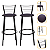 Kit 02 Unidades Banquetas Flórida Estrutura Preta Assento Marrom Escuro Tamanho 70cm Toda Desmontada - Itagold - Imagem 1