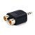 Adaptador conector P2 Macho para 2x RCA Fêmea Preto - Imagem 2