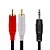Cabo P2 para 2RCA para Box e TV 3M LE-1008 Lelong Preto - Imagem 1