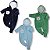 Kit 3 Peças Macacão Bebe Plush Com Ziper Bordado Capuz Pelúcia Menino - Imagem 1