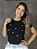 T-SHIRT BORDADA - FLORZINHAS - PRETA - Imagem 1