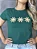 T-SHIRT BORDADA - 3 FLORES - VERDE - Imagem 2