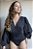 BODY MANGA LONGA PRETO EM LUREX NECKLINE - Imagem 1