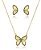 CONJUNTO DOURADO COLAR E BRINCOS BORBOLETA COM ZIRCÔNIAS COLORS - Imagem 1