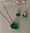 CONJUNTO DOURADO COLAR E BRINCOS ZIRCÔNIA CORAÇÃO VERDE - Imagem 1