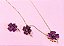 CONJUNTO DOURADO COLAR E BRINCOS FLOR ROXA - Imagem 1