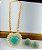 CONJUNTO DOURADO CORAÇÃO ZIRCÔNIA VERDE COM PÉROLAS - Imagem 1