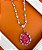 COLAR DOURADO GOTA ZIRCÔNIA ROSA - Imagem 1