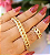 CONJUNTO DOURADO CRAVEJADO ANEL E BRACELETE ENTRELAÇADO - Imagem 1