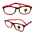 Óculos Grau +0.50 a +4.00 Emborrachado Justin Vermelho com Preto Lente Leitura - Imagem 1