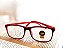Óculos Grau +0.50 a +4.00 Emborrachado Justin Vermelho com Preto Lente Leitura - Imagem 2