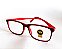 Óculos Grau +0.50 a +4.00 Emborrachado Justin Vermelho com Preto Lente Leitura - Imagem 6