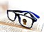 Óculos Grau +0.50 a +4.50 Emborrachado Armação Azul com Preto Lente Leitura - Imagem 2