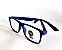 Óculos Grau +0.50 a +4.50 Emborrachado Armação Azul com Preto Lente Leitura - Imagem 4