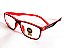 Óculos Grau -0.50 a -5.00 Emborrachado Justin Vermelho com Preto Miopia - Imagem 4
