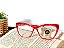 Óculos Grau +0.50 a +4.50 Gatinho Ondulado Vermelho Trasnparente Lente Leitura - Imagem 3