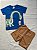 Conjunto Camiseta Meia Malha / Bermuda Moletinho- Azul - Imagem 1