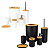 Conjunto para Banheiro Kit Completo Lixeira Escova Saboneteira  Bambu - Imagem 1