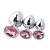 Kit Plug Anal Metal Cromado Pedra Redonda P, M, G - 5845 - Imagem 3