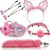 Kit Plug Raposa Tiara de Orelhas Grampos seios Gargantilha Mascara Rosa - 7343 - Imagem 1