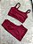 Conjunto Short Meia Coxa+ Top Alça Reta Cor Marsala - Imagem 1
