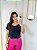 Blusa  Croped Manga Curta Cor Preto - Imagem 3