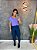 Blusa  Croped Manga Curta Cor Lavanda - Imagem 1