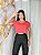 Blusa Croped Manga Curta Cor Goiaba - Imagem 2