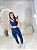 Conjunto Legging Básica + Top Nula Manga Cor Azul Marinho - Imagem 1